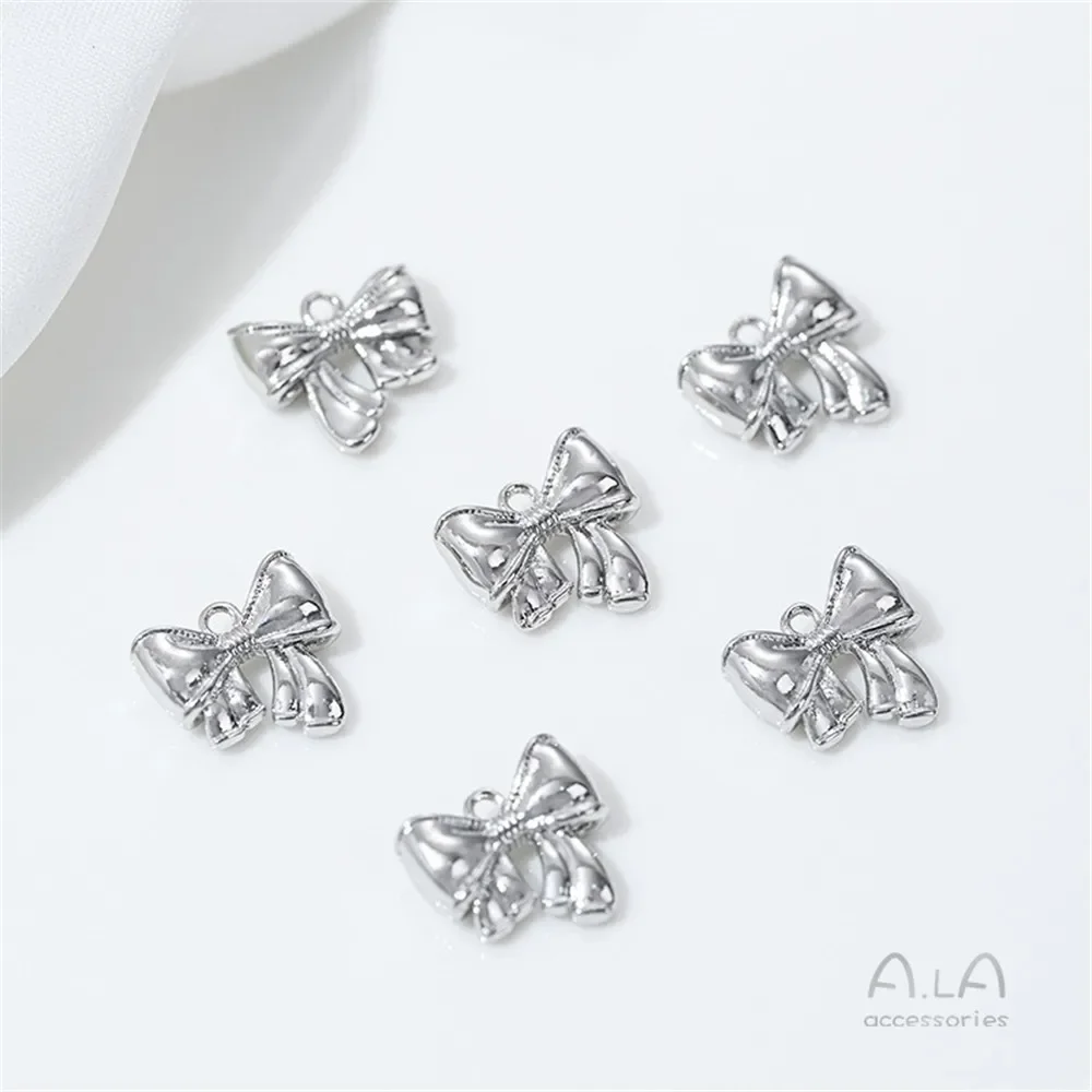 Colgante de lazo tridimensional exquisito, ligero, chapado en oro de 14 quilates, pulsera DIY, collar, colgante de joyería para oreja