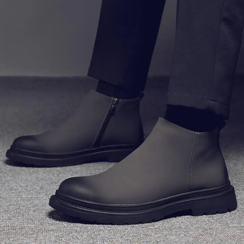 England style mens casual party banquet chelsea boots natural leather shoes cowboy autumn winter boot stylish ankle botas hombre