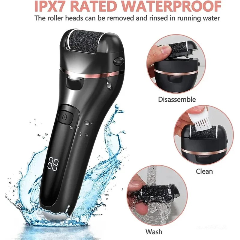 Elektrische eeltverwijderaar Professionele voetvijlslijper Pedicuremachine Oplaadbare hiel Gebarsten dode huidscrubber 3 koppen