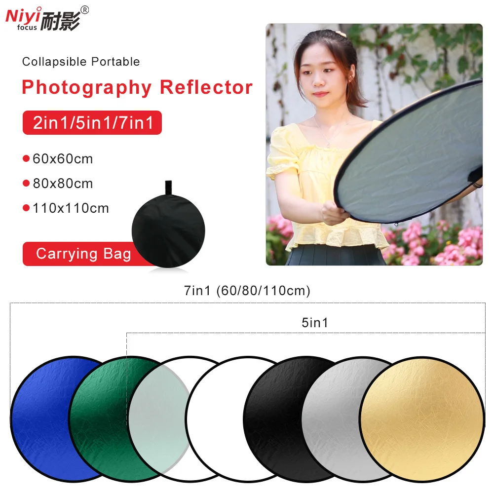 Reflector Photography Light Rebotator Photography Accessories Studio Light Reflector Diffuser Colorchecker 5in1 Photo Batter