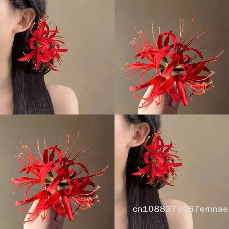 [ZYAS] Superfeine Blumen-Haarspange für den Strand-Look, Foto-Haaraccessoires, Entenschnabel-Clip, Lilien-Haarnadeln, Seitenclips