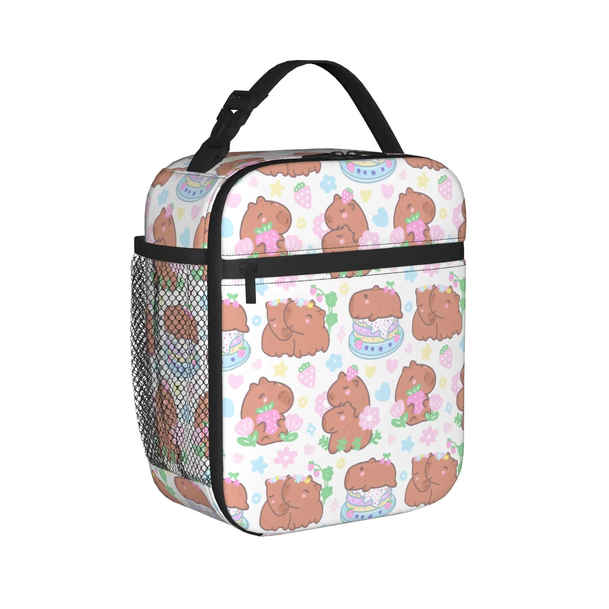 Capybara Cartoon Thermal Insulated Lunch Bag for School  Portable Bento Box Thermal Cooler Food Box