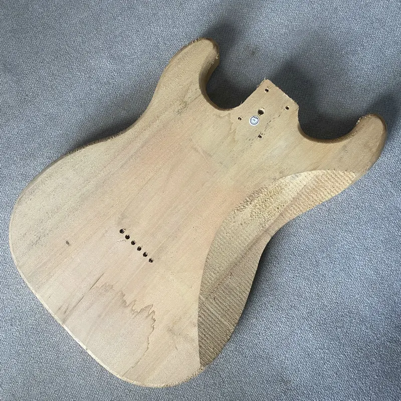 JB655 6 String ST Electric Guitar Body Custom Pickups String Through No Paints Unfinished Natural Solid Basswood DIY Parts