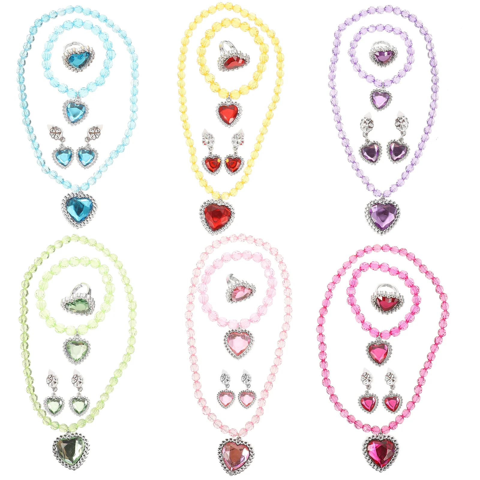 6 set meisjes sieraden set kinderen aankleden accessoires verjaardagscadeau voor peuters van 4 tot 8 jaar kostuum sieraden speeltijdplezier