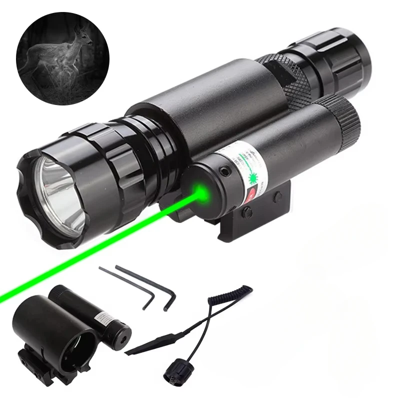 Outdoor Hunting Tools Adjustable Red & Green Laser Calibrator with White & Green FlashLight Combo Long Distance Tactical Tool