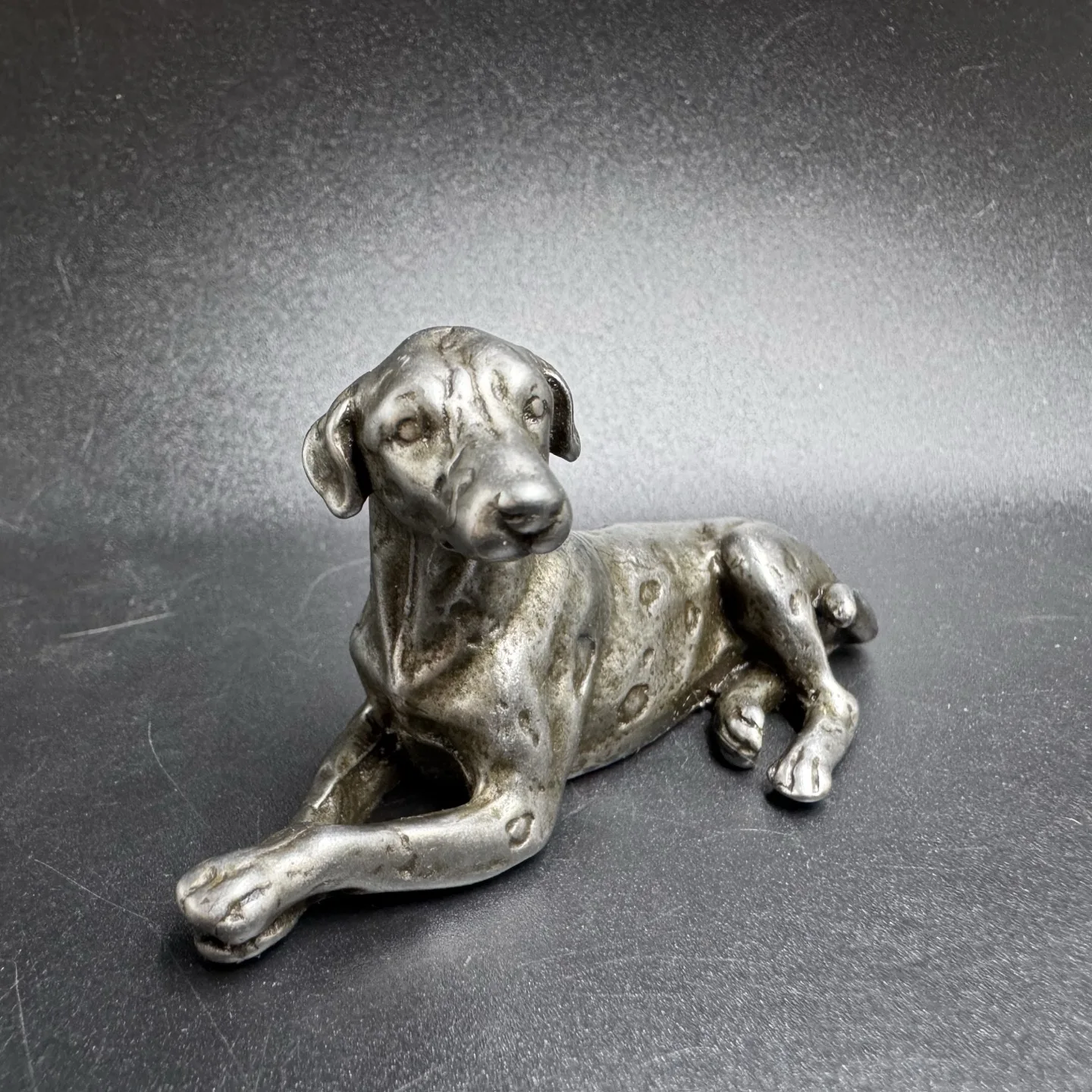 Mini Spotty Dog Figurine - Premium Quality Cast Iron Decorative Statue for Home, Office, or Car Desk Accessories