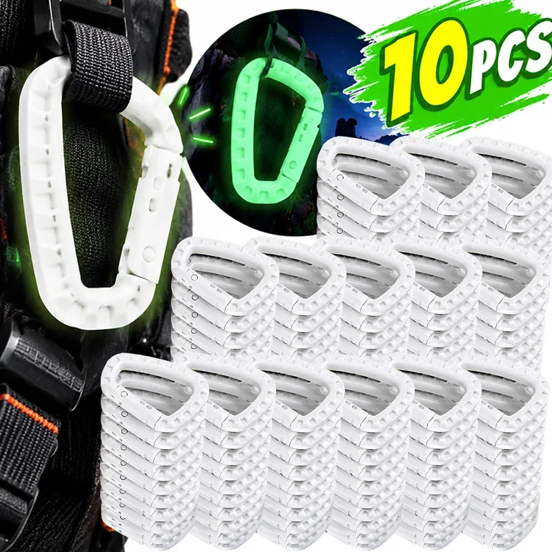Glow Carabiner Clip for Backpacks Luminous Plastic D-ring Locking Webbing Buckle Night Safety Luminous Hook Outdoor Survival