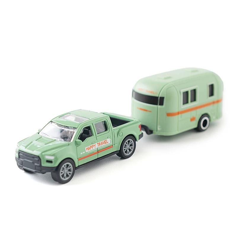 1:64 liga diecast pickup caravana modelo de carro clássico puxar para trás carro em miniatura réplica de veículo para coleção presente para crianças