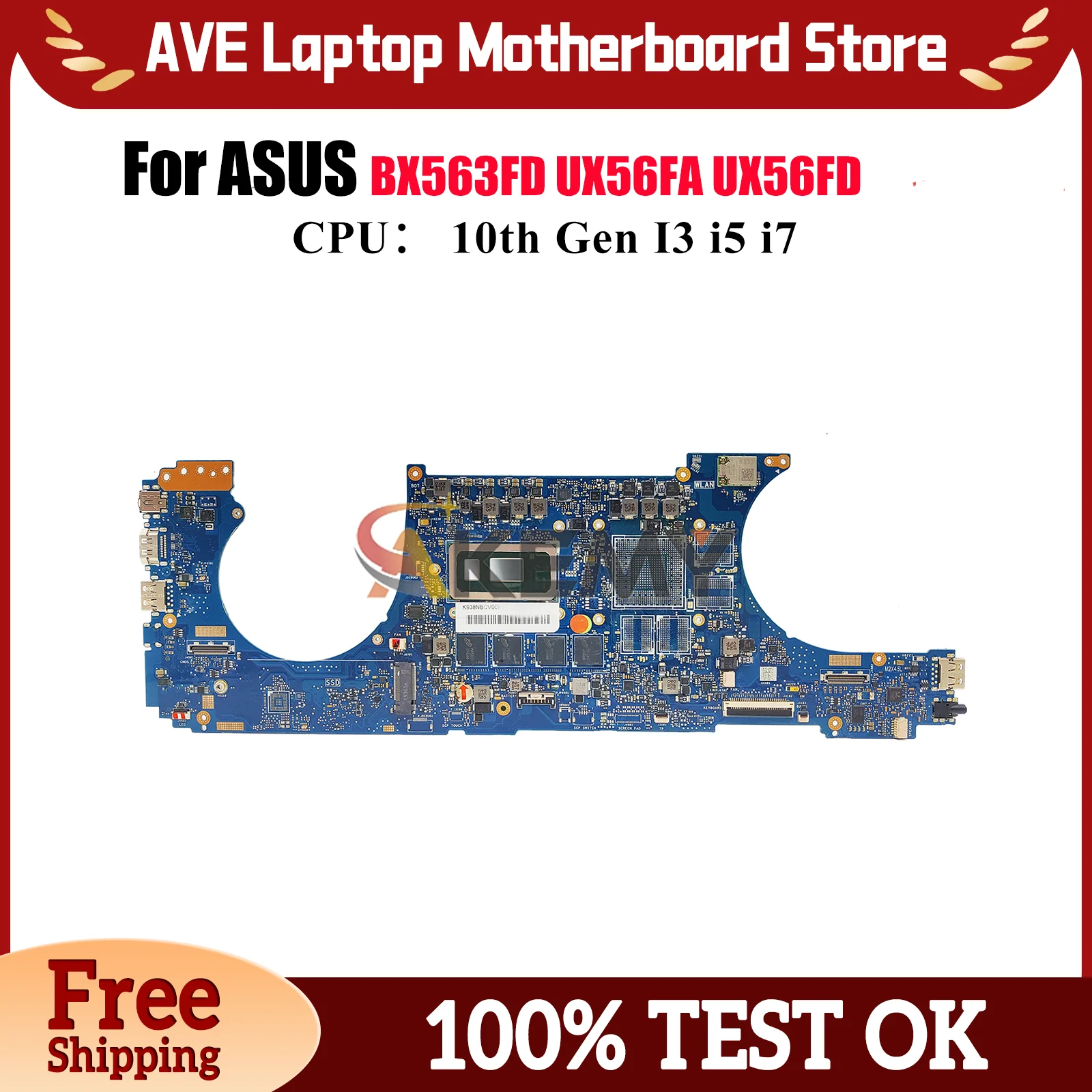 

UX563FA Laptop Motherboard For ASUS ZenBook UX56FD BX563FD UX56FA UX563 RX563FD Q536FD Notebook Mainboard With 10th Gen I3 i5 i7