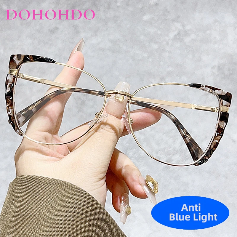 

Vintage Metal Legs TR90 Cat Eye Anti-Blue Light Glasses Woman Men Trendy Luxury Brand Reading Eye Protection Optical Eyeglasses
