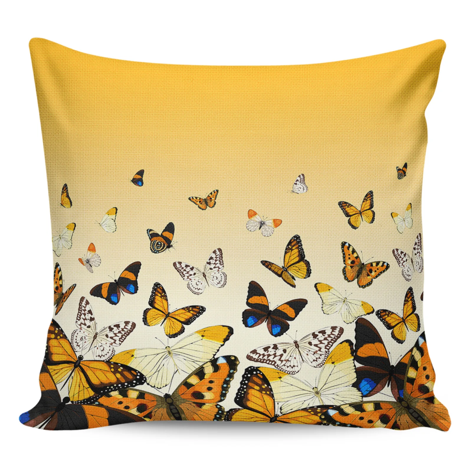 

2/4PCS Waterproof Pillow Cover Pastoral Butterfly Orange Gradient Square Throw Pillowcase Home Decoration Sofa Cushion Cover