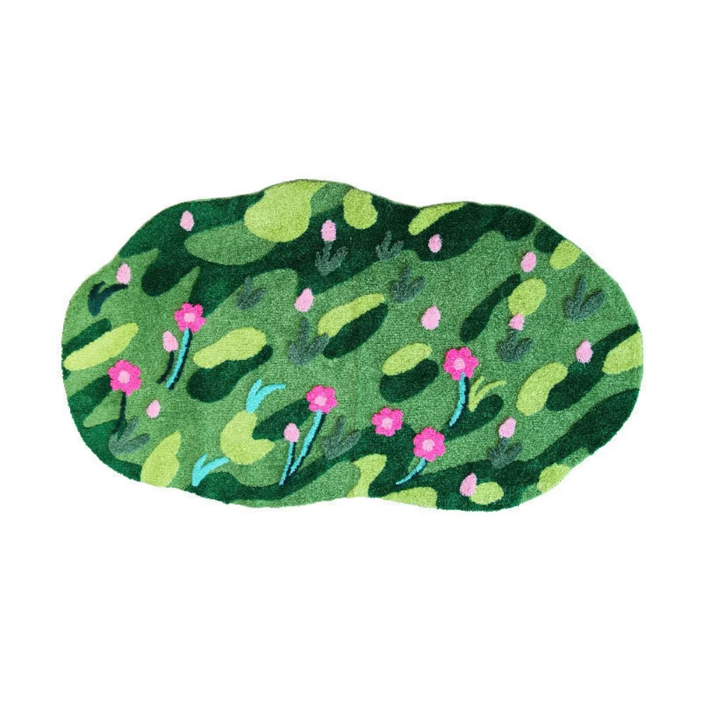 Modern Irregular Imitation Cashmere Carpet Non Slip Absorbent Bedside Carpet Soft Flower Pattern Decorative Floor Mats Kids Room