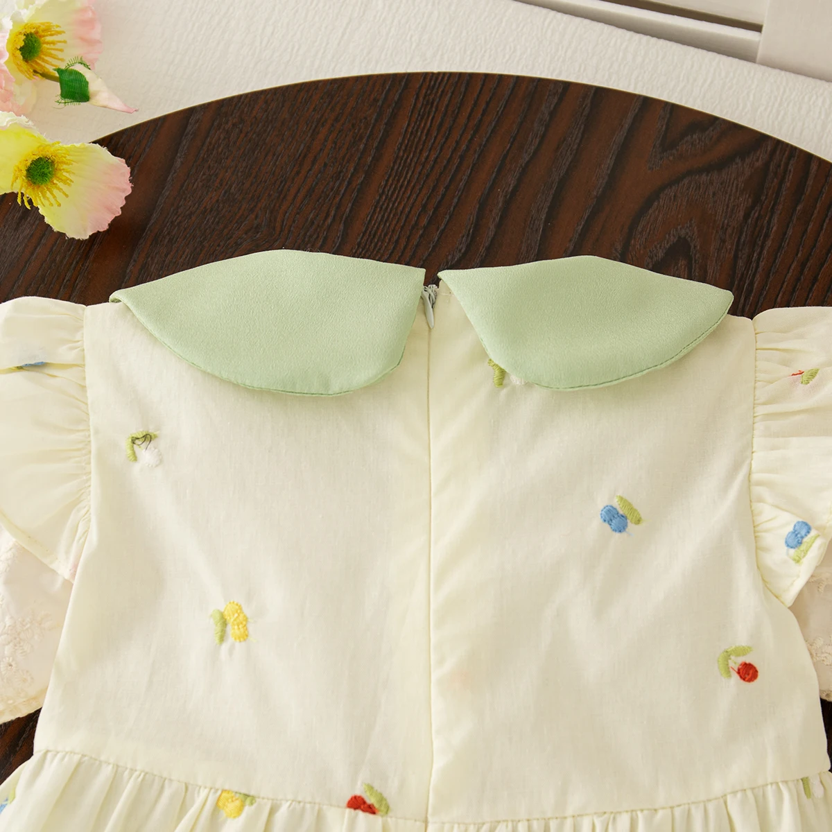 (0-4 Year Old Baby Girl Dress) Summer New Green Bow Children'S Floral Clothes image 4