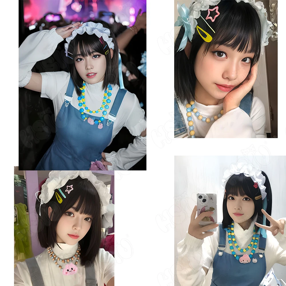 Qiao Ling Cosplay Costume Wig Fiber synthetic wig「HSIU」Women Lovely Dress Maid Uniform Game Link Click Cosplay Costume Wig