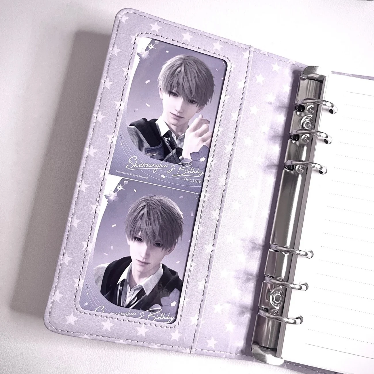 Korean Style Leather Taro Mud Milk Purple Star Ledger A6 Magnetic Buckle Loose-leaf Notebook Niche Girl Heart Portable Notepad - view 2