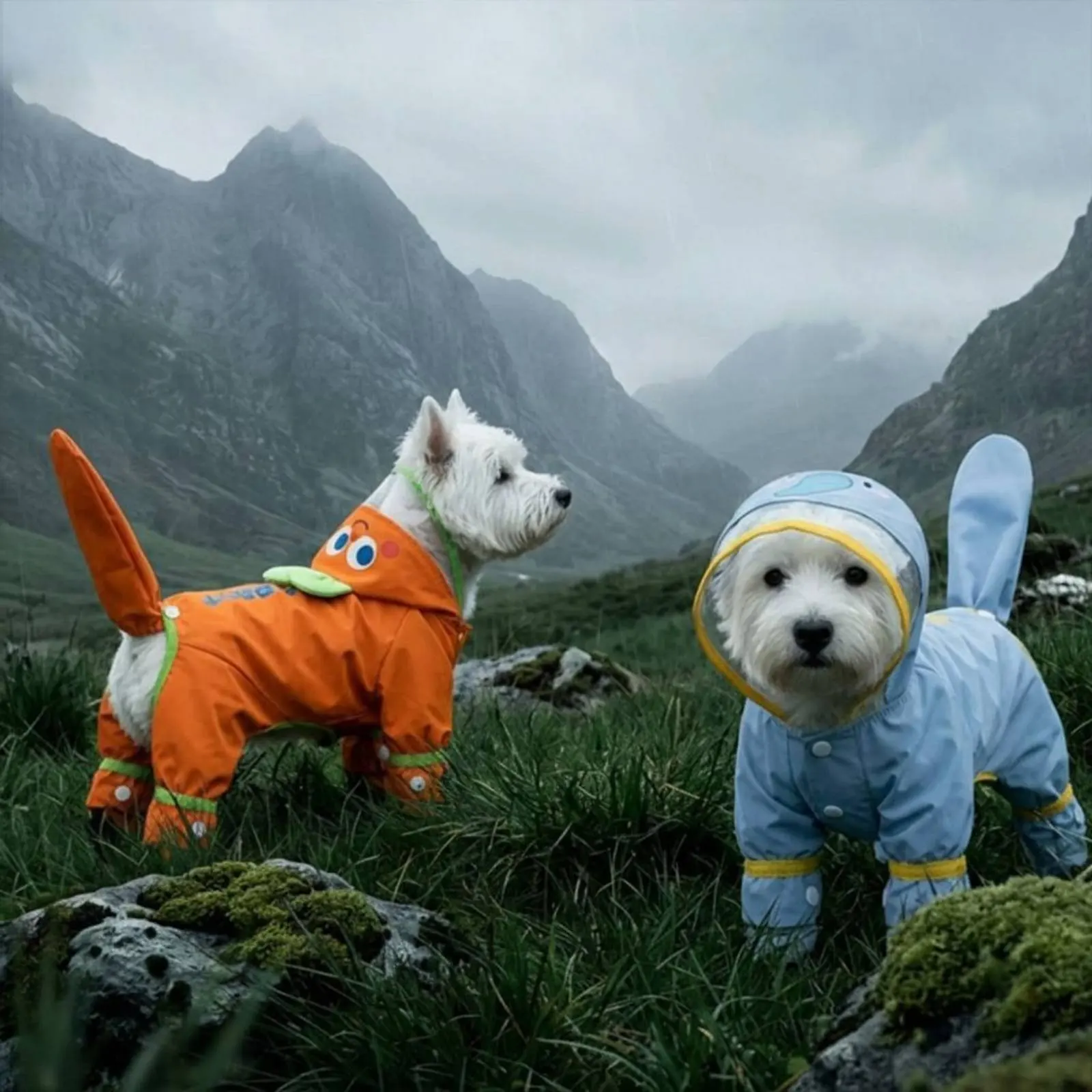 4-Leg Dog Rain Jacket Lightweight Four Leg Dog Raincoat Pet Clothing Leash Opening Reflective Strips for Outdoor Walks