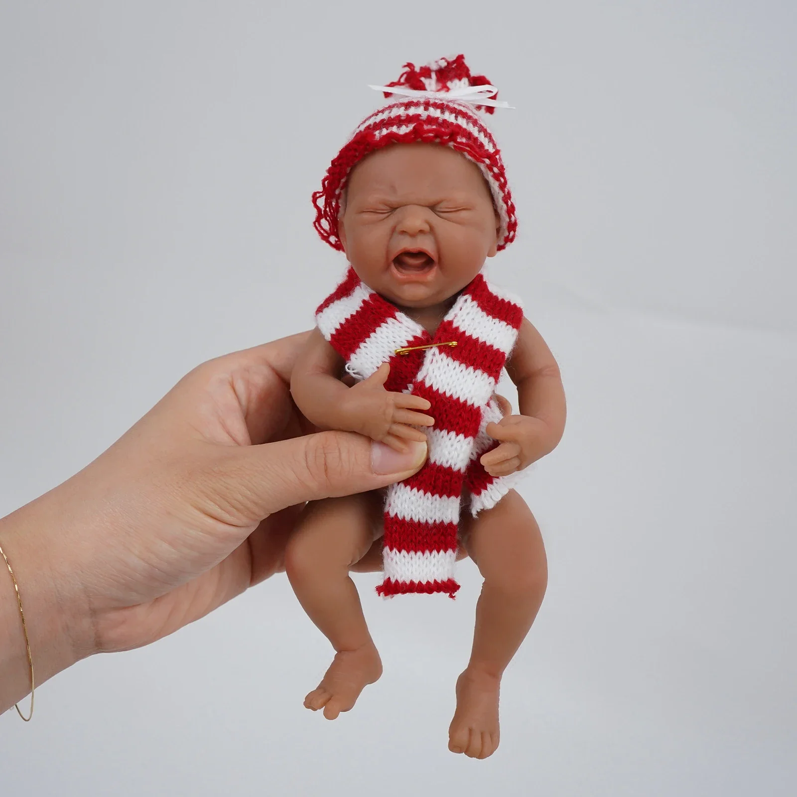 

Кукла реборн, 7-дюймовая силиконовая кукла всего тела для девочек, мини-реалистичные куклы для новорожденных, снятие стресса для взрослых, ручная работа