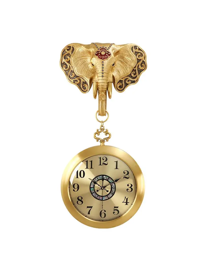 

Brass wall clock, silent clock in living room, soft clock decoration at home, light luxury creative quartz clock