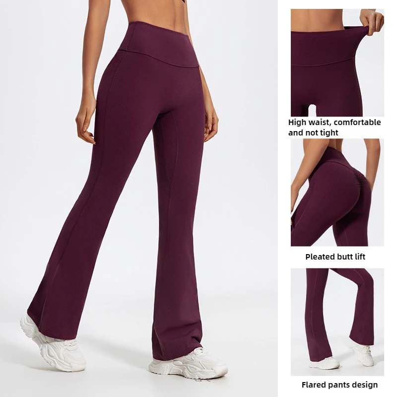 LezyanXR ขากว้างแน่น Nude ยกสะโพกโยคะ Flared Dance เอวสูงกางเกงออกกําลังกายเสื้อผ้าออกกําลังกายสําหรับผู้หญิงกีฬาออกกําลังกาย