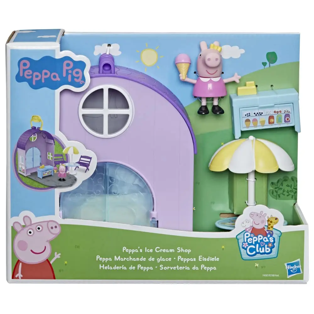 Peppa Pig Peppa'S Club Peppa'S Ice Cream Shop Preschool Playset Toy Carry Handle Anime Figure Animal Model Collectible Figurines