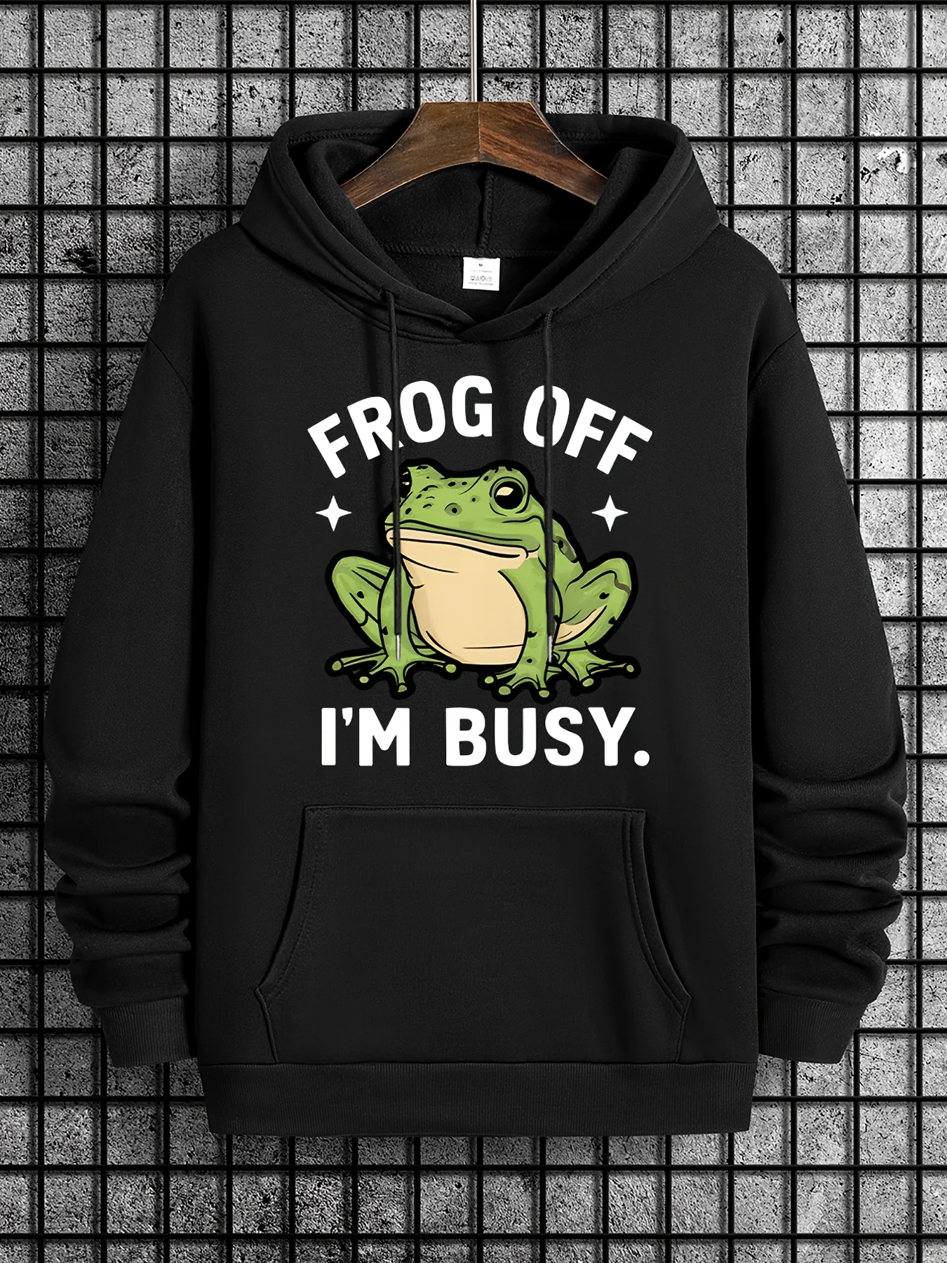 

Толстовка Top Pick «FROG OFF I'M BUSY» — шнурок, карман-кенгуру, осень-зима