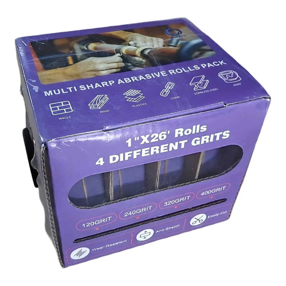 1set 25mm*6m Multi Grit Abrasive Rools High Precision Alumina Sanding Belt Roll Pull Out Box Sandpaper For Metal Wood Glass