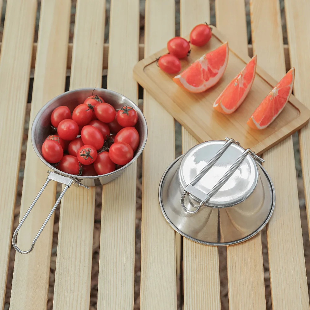 

1Pcs Folding Handle Stainless Steel Cup Outdoor Camping Water Cup Portable Lightweight Practical Design Outdoor Supply