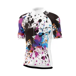 Men′s Summer Cycling Jersey Colorful Graffiti Pattern Mountain Bike MTB Breathable Quick Dry Anatomic Design Wicking White