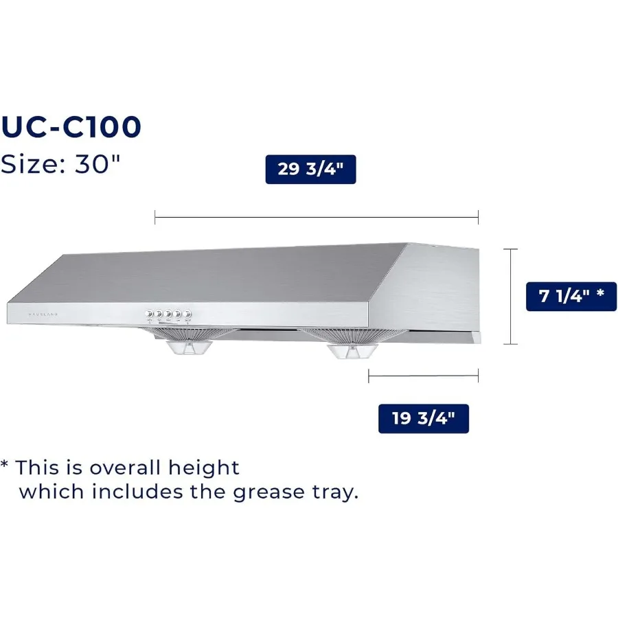 30 شفاط تحت الخزانة للمطبخ بتصميم من الفولاذ المقاوم للصدأ، تشغيل هادئ، 3 إعدادات للسرعة، ملف تعريف نحيف، موفر للطاقة #3