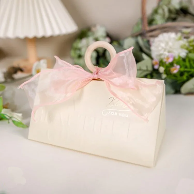 New Wedding Ins Style High-End Feeling Forest Wood Ring Triangle Mermaid Yarn Ribbon Portable Gift Box Candy Carton