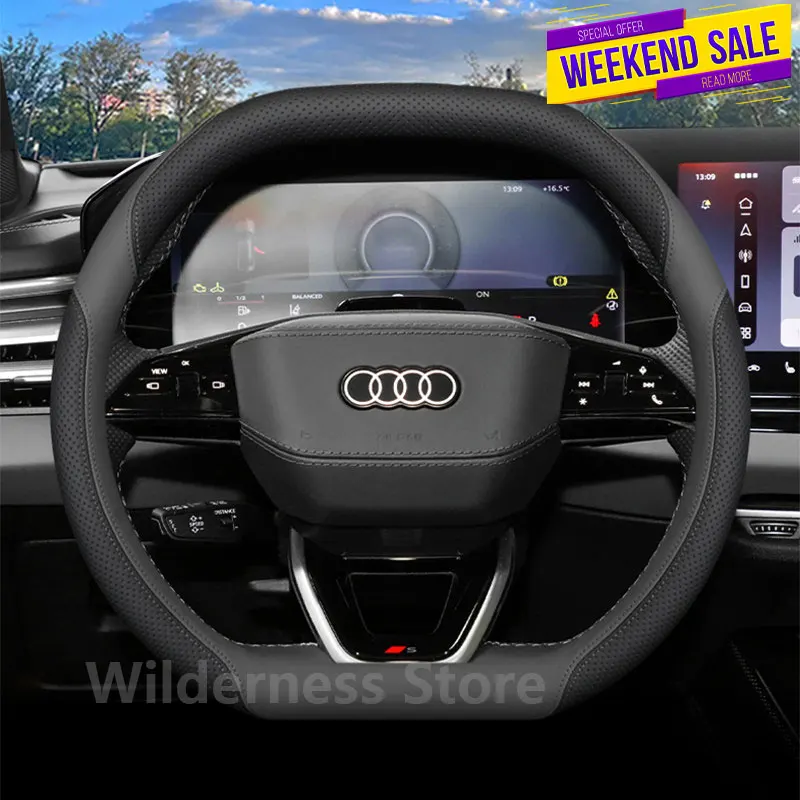 Sport Style Leather Steering Wheel Cover for Audi Q4 e-tron Q6 e-tron S e-tron GT A5L Q6L 2024-2026 accessories Audi car parts