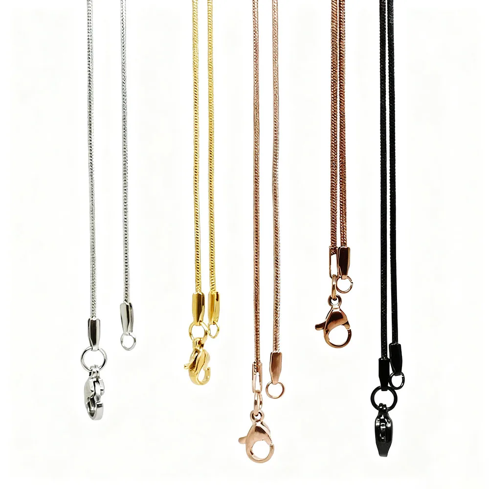 

Цепочка в виде змеи из нержавеющей стали Cavort 316, оптовая продажа — ширина 1,2 мм, размеры 18–32 дюйма для подвески и плавающего медальона