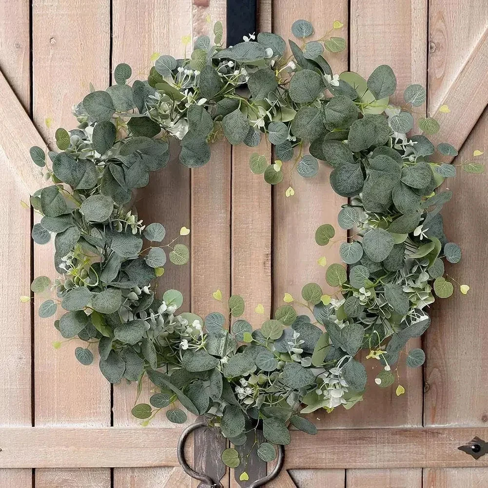 1pc Fake Artificial Eucalyptus Garland Wreath Greenery-Leaf Wedding Vine Plant Home Wedding Festival Decoration Accessories