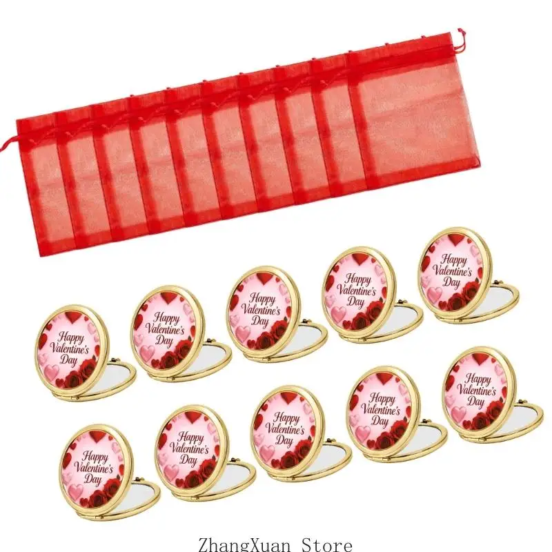 Rundes Klappspiegel-Set mit Herz-Rosen-Kunstwerk für Taschenkontrollen 3XUF – Detail 10