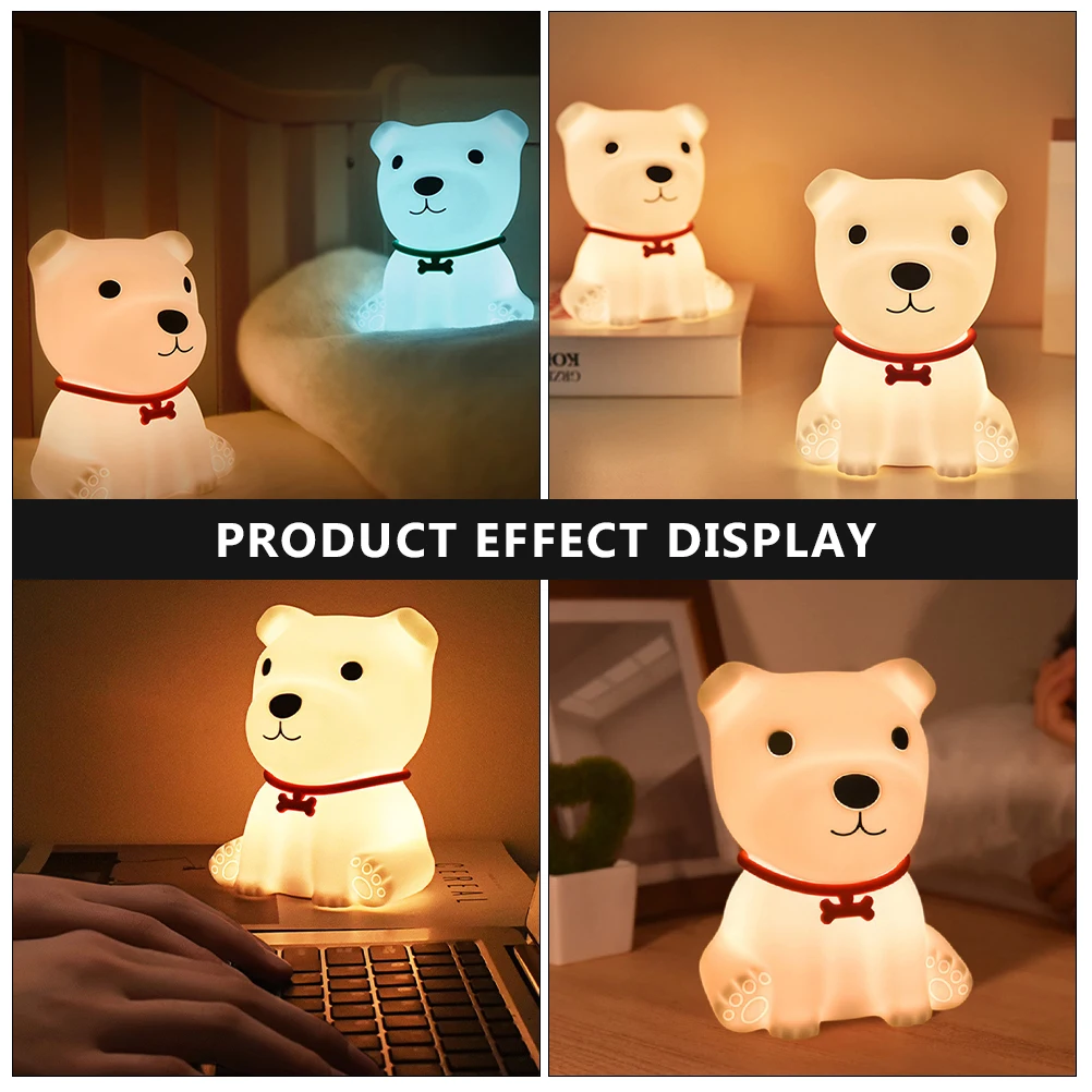 

Silicone Night Light Cute Dog Lamp Children Bedroom Gift LED Puppy Bedside Cartoon Control Color Changing Decorative Table