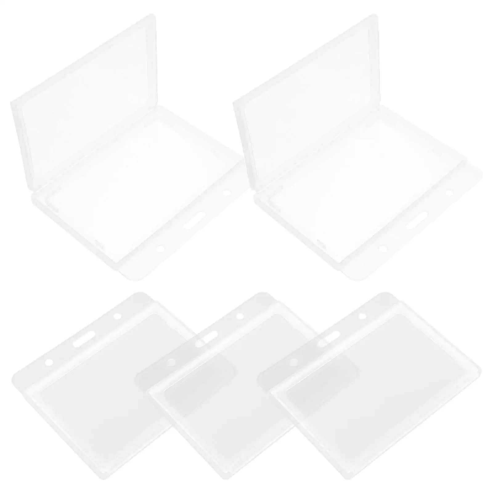 

5Pcs Badge Holder Horizontal ID Card Case Heavy Duty Hard Plastic Transparent Name Tag Dispenser Work Accessory