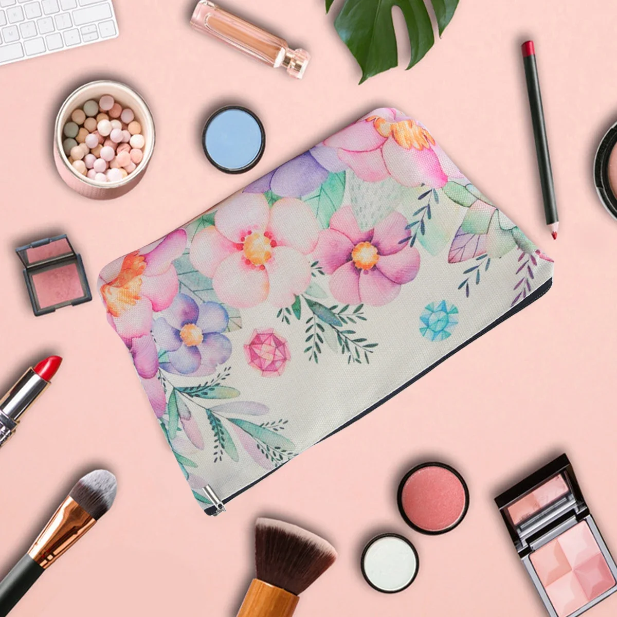 Travel Makeup Bag Floral Travel Cosmetic Bag Storage Organizer Flower Printed Cosmetic Pouch Bags Female Toiletry Kit Bags