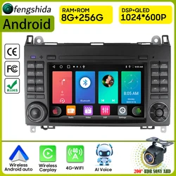 Car Radio Carplay For Mercedes Benz Sprinter W906 B200 AB Class W169 W245 Viano Vito W639 Navigation GPS Android Auto 5G Stereo