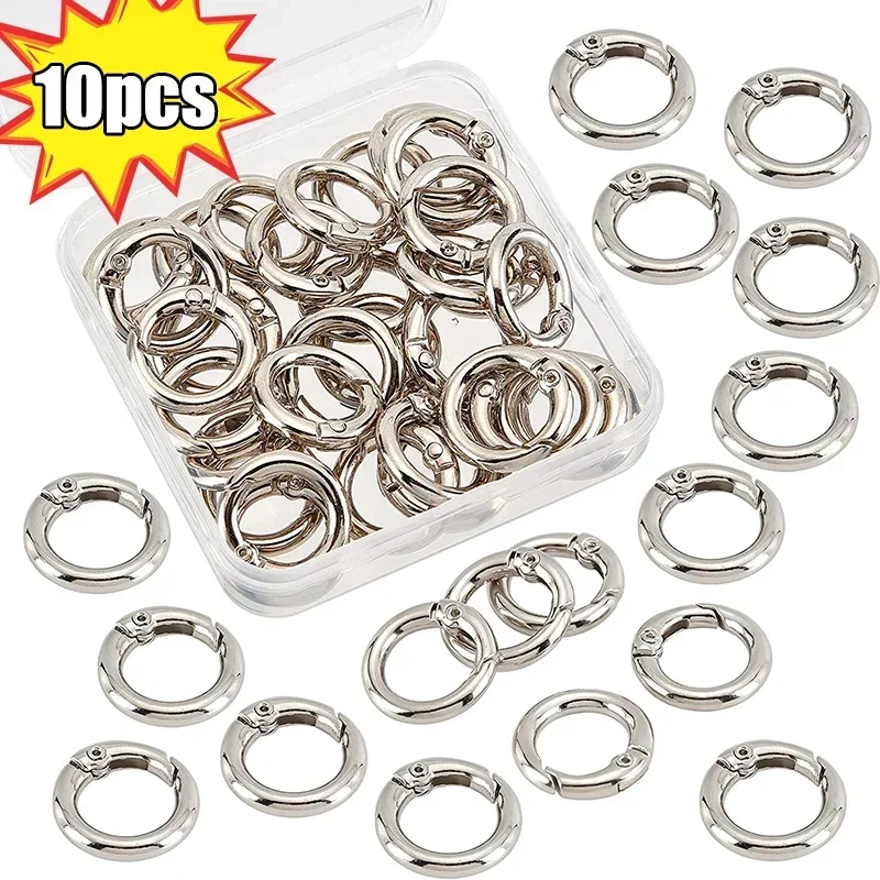 20/25/28/33mm Metal Clasps Buckles Spring O Ring Round Carabiner Snap Hook Spring Keyring Clasp DIY Jewelry Bag Accessories