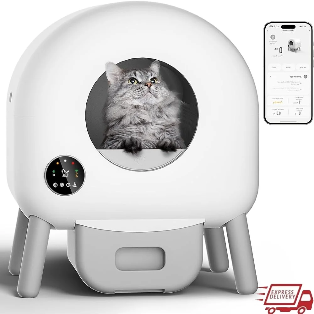 

Large Automatic Self-Cleaning Cat Litter Box Smart App Control Sensor Safety Easy Clean No Scoop Cat Waste Management System