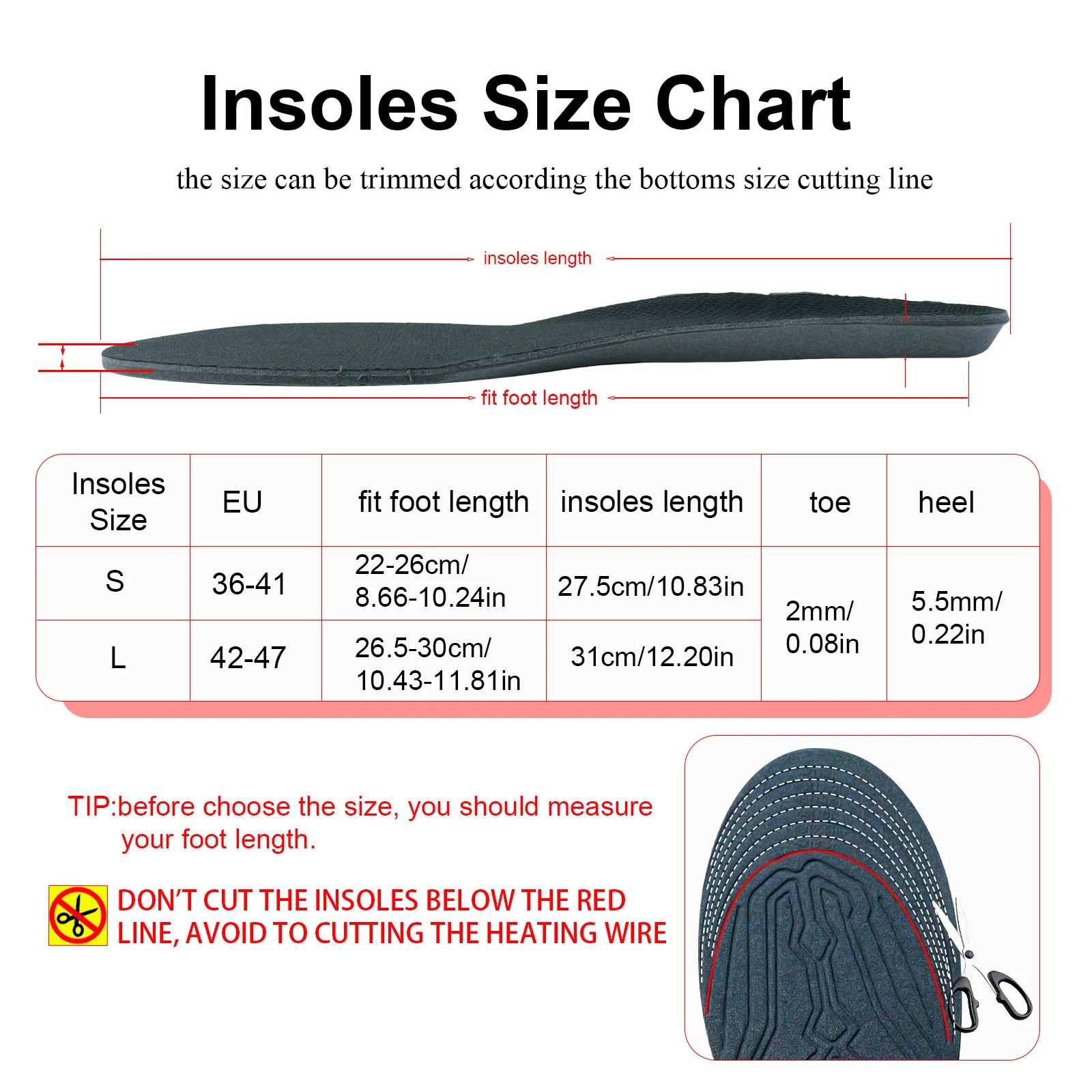 Heated Insoles Rechargeable 7.4V 2700mAh Battery Up to 12 Hours Heating Button Control Foot Warmers for Men & Women