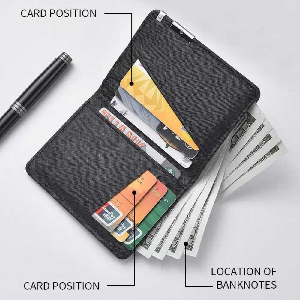 PU Leather Retro Men's Wallet Orange Black Grey White Two-Fold Multiple Pockets Ultra Thin Slim Wallet Money Clip Credit Card