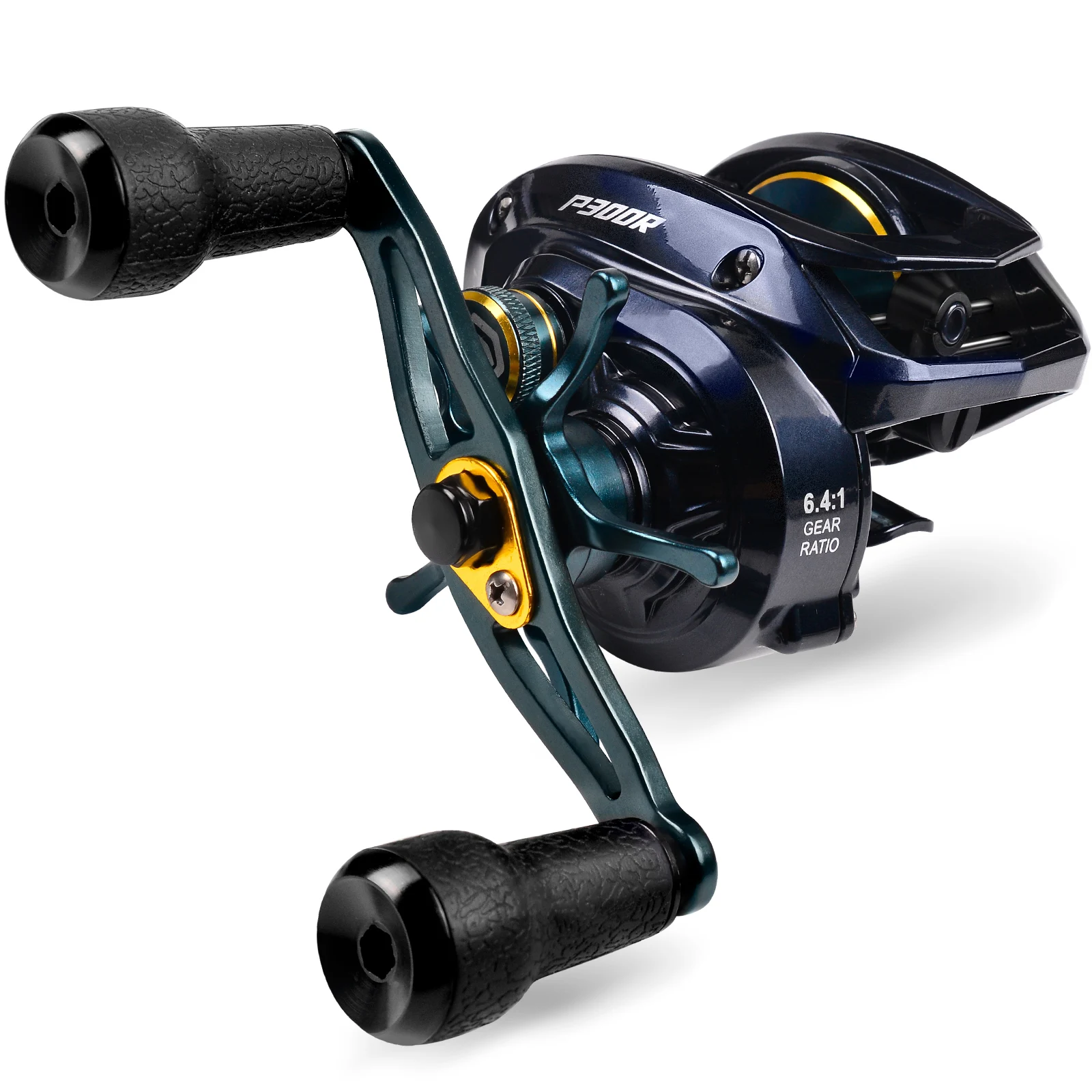 PROBEROS 6.4:1 Baitcasting Fishing Reel NonSlip Rubber Grip Handle Metal Spool Casting Reel Left Right Hand Fishing Tackle Wheel