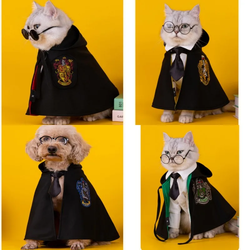 Traje divertido de animales para Cosplay, Capa Mágica bonita para mascotas, conjunto de gato a la moda, utilería para fiesta de disfraces de Halloween, regalo