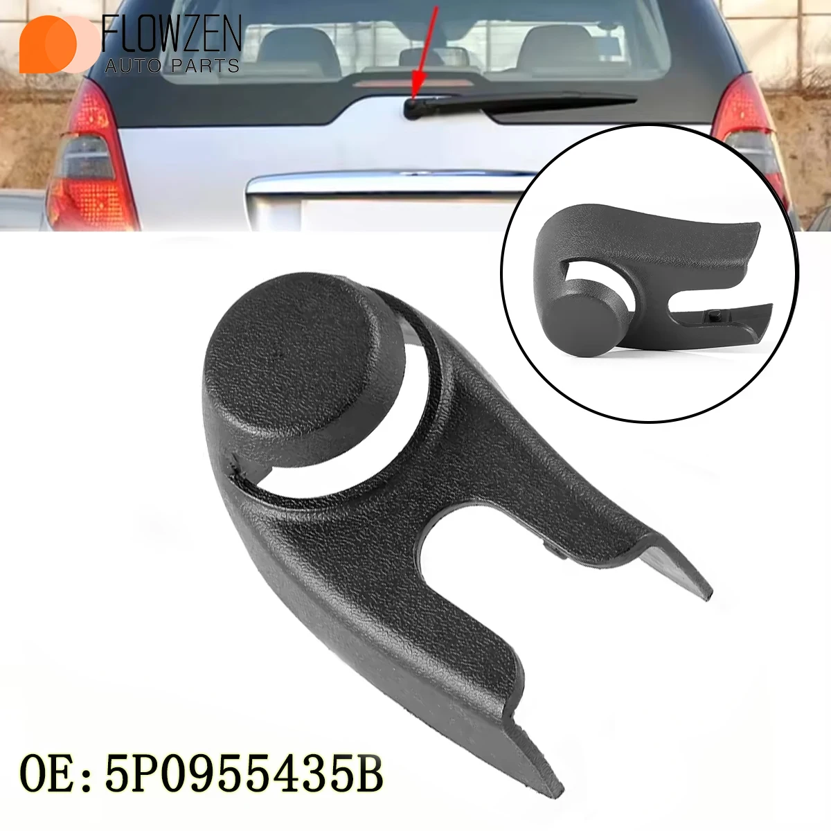 Rear Windscreen Washer Wiper Arm Nut Cover Cap OE 5P0955435B for Seat Ibiza Altea 4 XL Freetrack Leon Toledo 5P