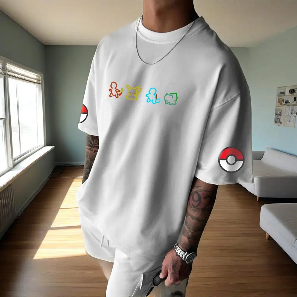 

Summer Fashion Brand T-shirt for Men Pok É Mon Pocket Monsters Couple Outfit Pet Pok É Mon Short Sleeved Men's T-shirt