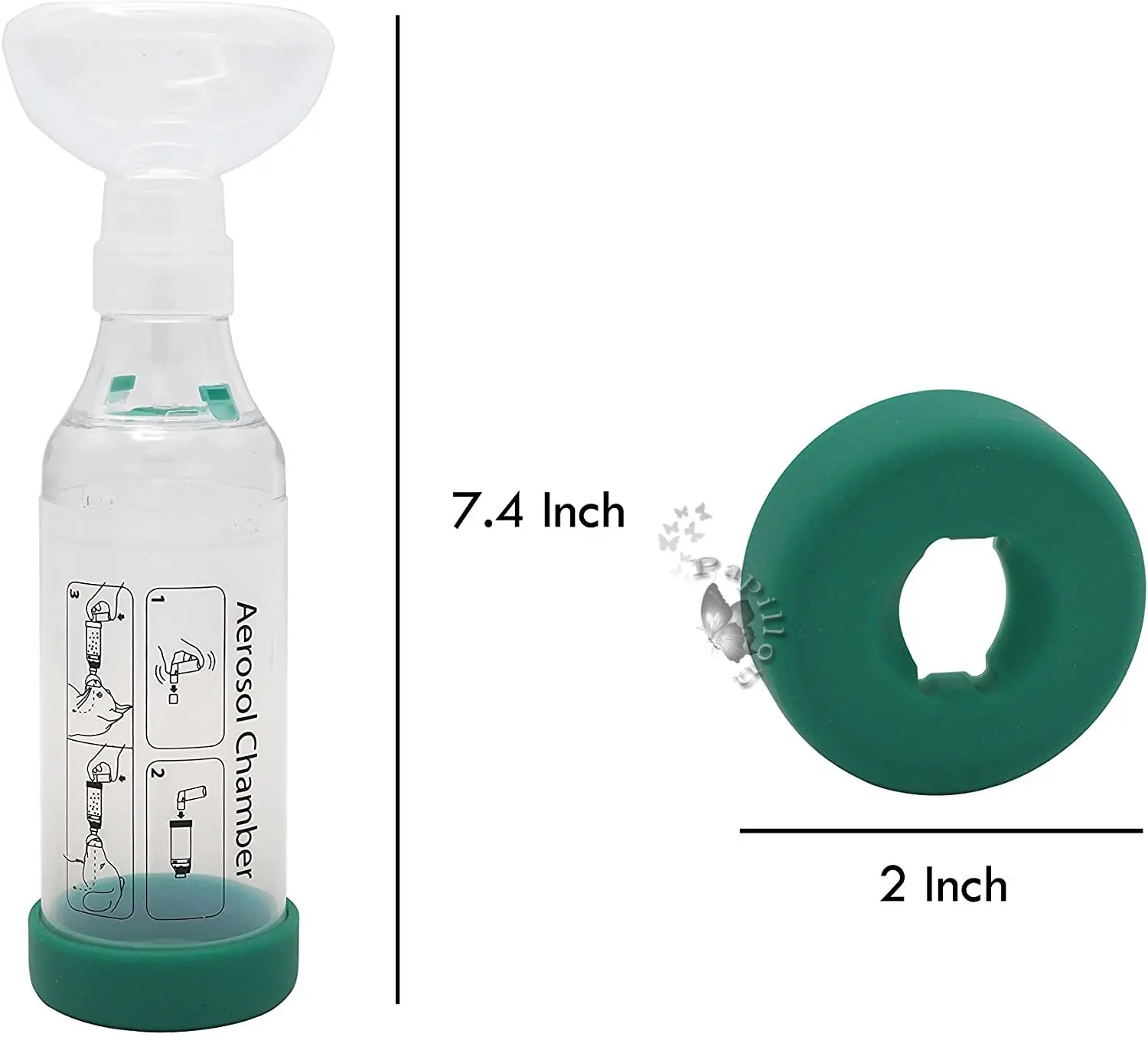 Inhaler Nebulizer Chamber Spacer Inhaler for Dog & Cat with 2 Soft Medical Silicone Face Mask Veterinary Supplies