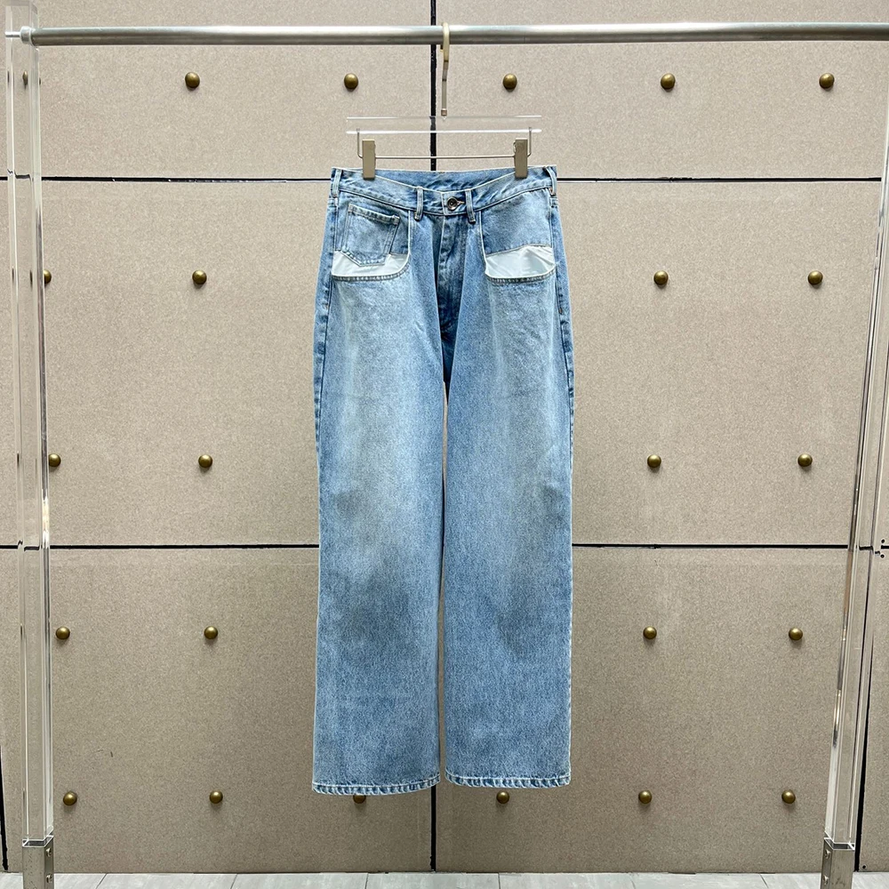 

Vintage Washed Cotton Women's Jeans Y2K Straight Pants with Pockets Elegant Commuter Versatile Style for Summer 2025