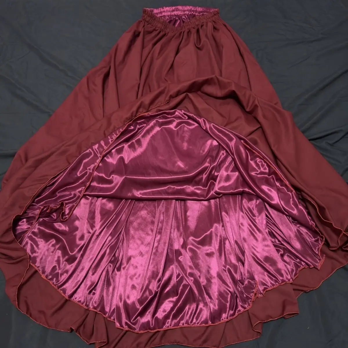 

1m Length For 40-100kg Glossy Double Layer Wine Women Long Skirt Satin High Waist Sleeping Loose Bottoms