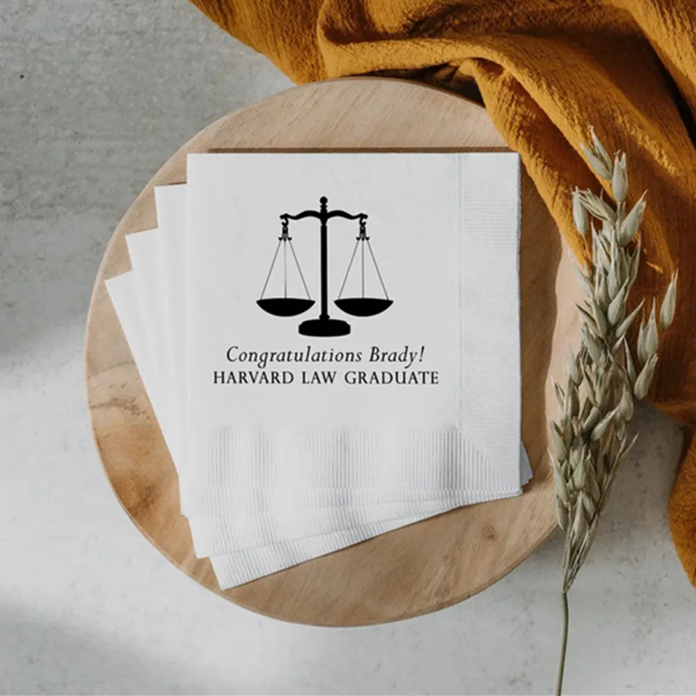 50PCS Personalized Law School Graduation Napkins, Law School Graduation Party Napkins, Custom Cocktail Napkins Printed, Law Grad